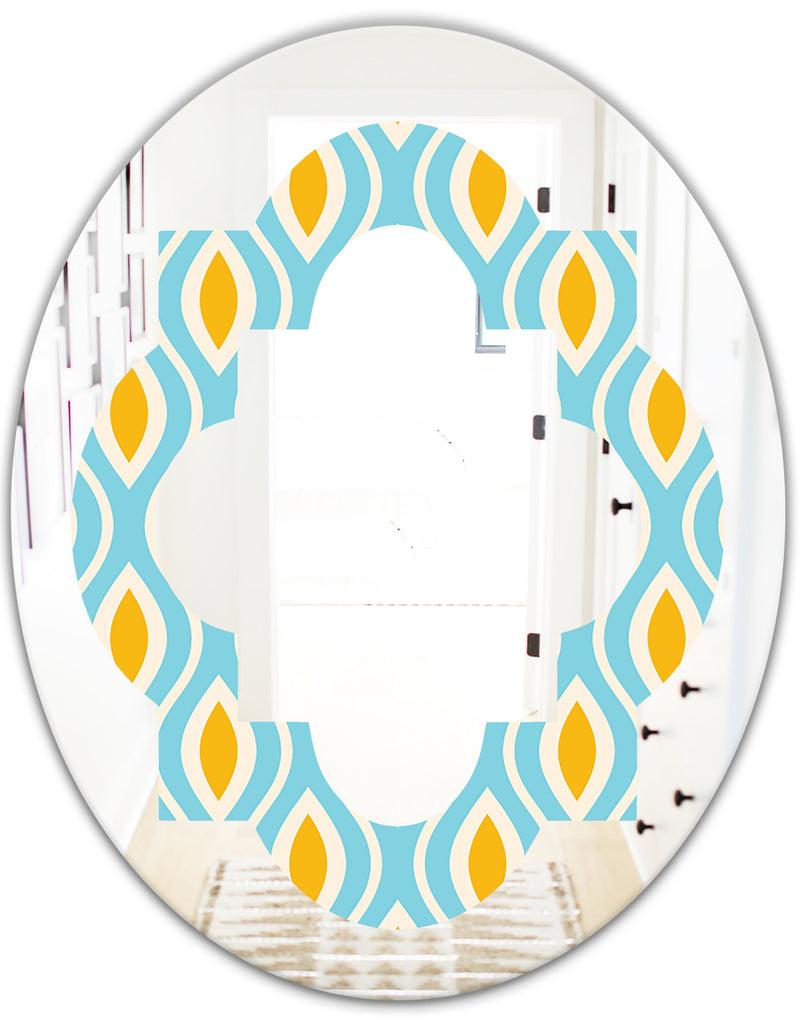 Designq Retro Pattern Abstract Design I - Modern Round Or Oval Wall Mirror - Quatrefoil