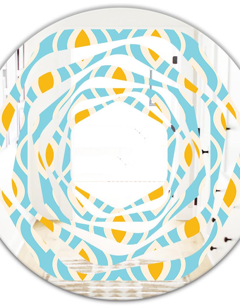 Designq Retro Pattern Abstract Design I - Modern Round Or Oval Wall Mirror - Whirl