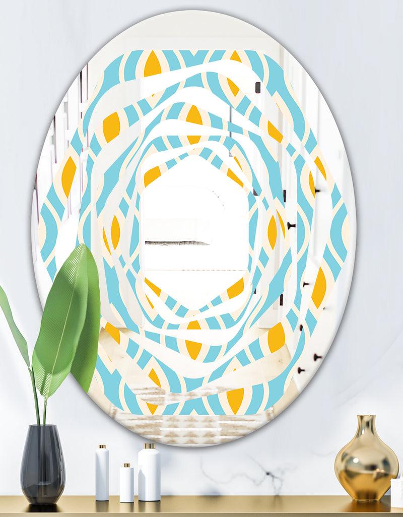 Designq Retro Pattern Abstract Design I - Modern Round Or Oval Wall Mirror - Whirl