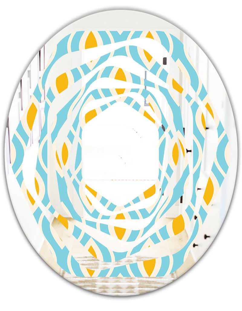 Designq Retro Pattern Abstract Design I - Modern Round Or Oval Wall Mirror - Whirl