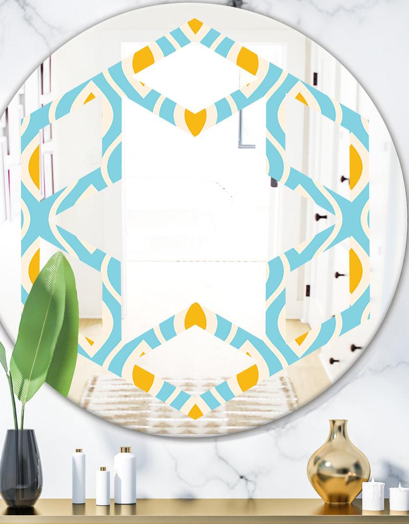 designq Retro Pattern Abstract Design I - Modern Round or Oval Wall Mirror - Hexagon Star