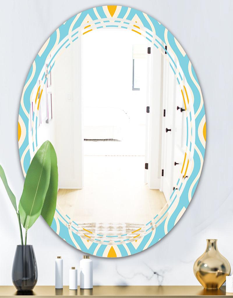 Designq Retro Pattern Abstract Design I - Modern Round Or Oval Wall Mirror - Triple C