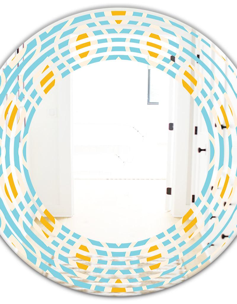 Designq Retro Pattern Abstract Design I - Modern Round Or Oval Wall Mirror - Wave