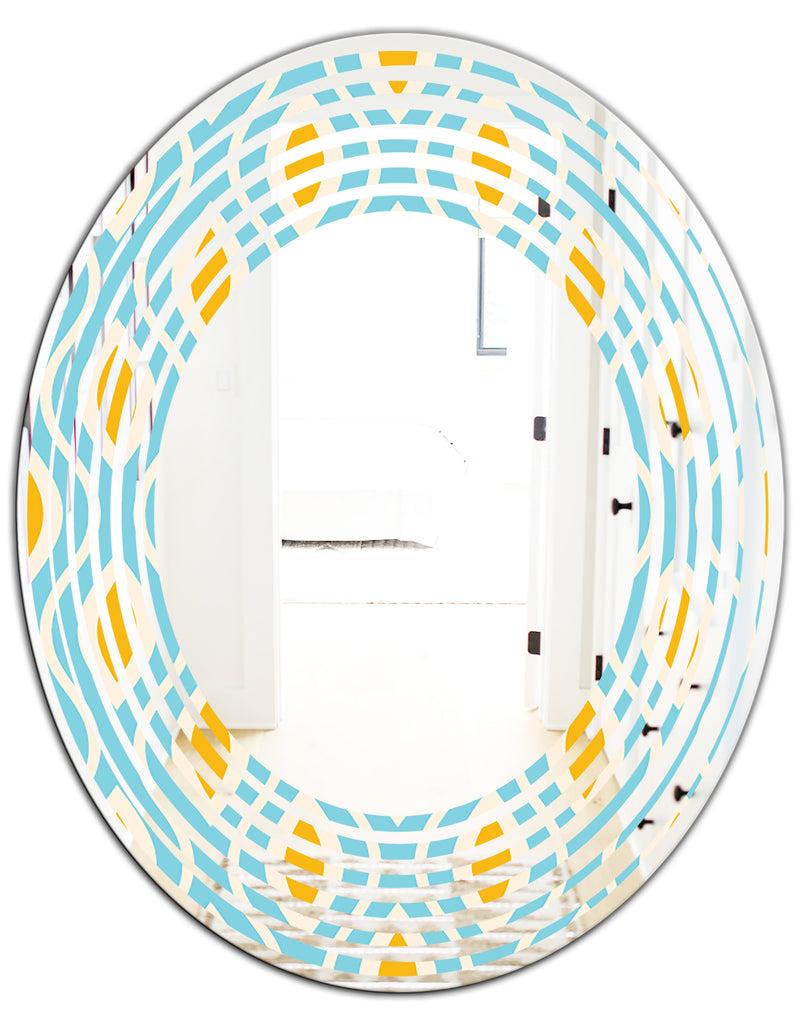 Designq Retro Pattern Abstract Design I - Modern Round Or Oval Wall Mirror - Wave