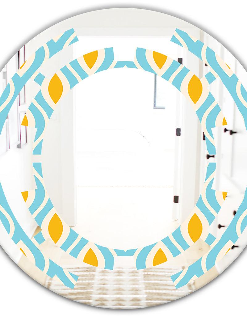 Designq Retro Pattern Abstract Design I - Modern Round Or Oval Wall Mirror - Space