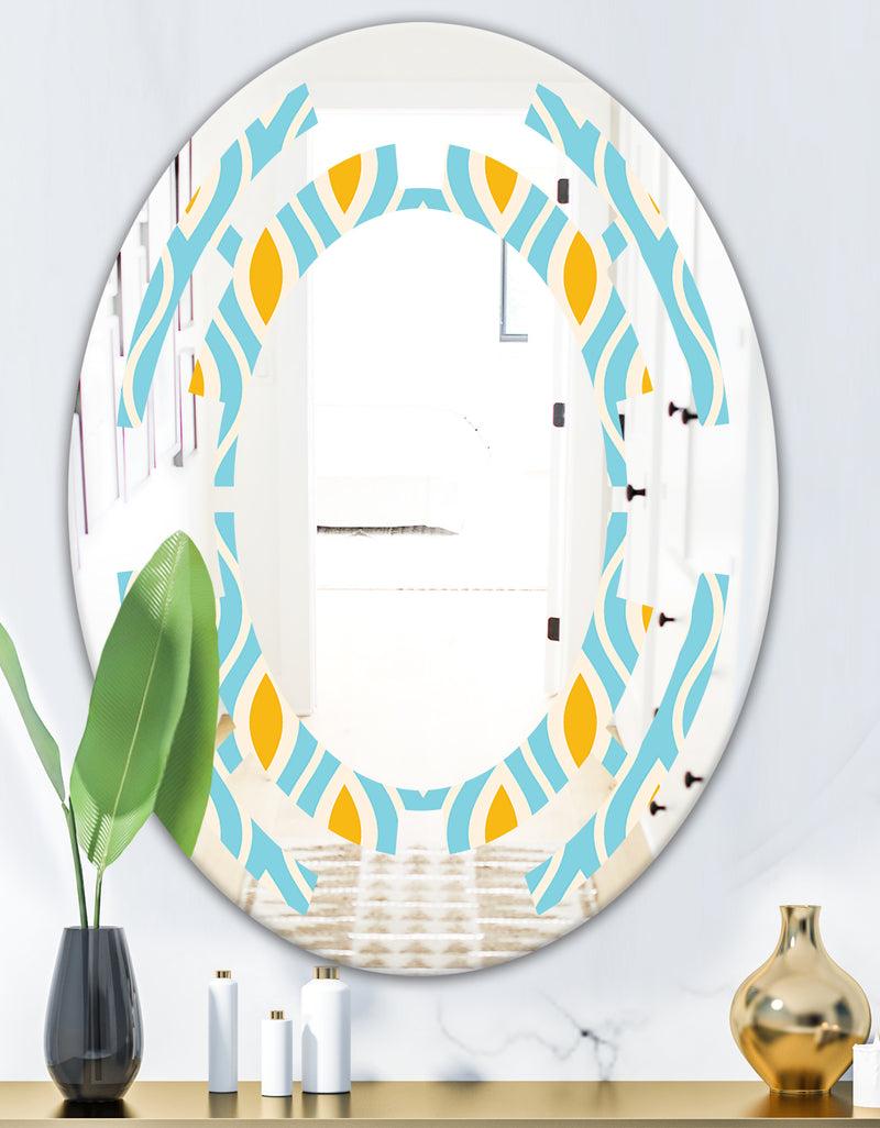 Designq Retro Pattern Abstract Design I - Modern Round Or Oval Wall Mirror - Space
