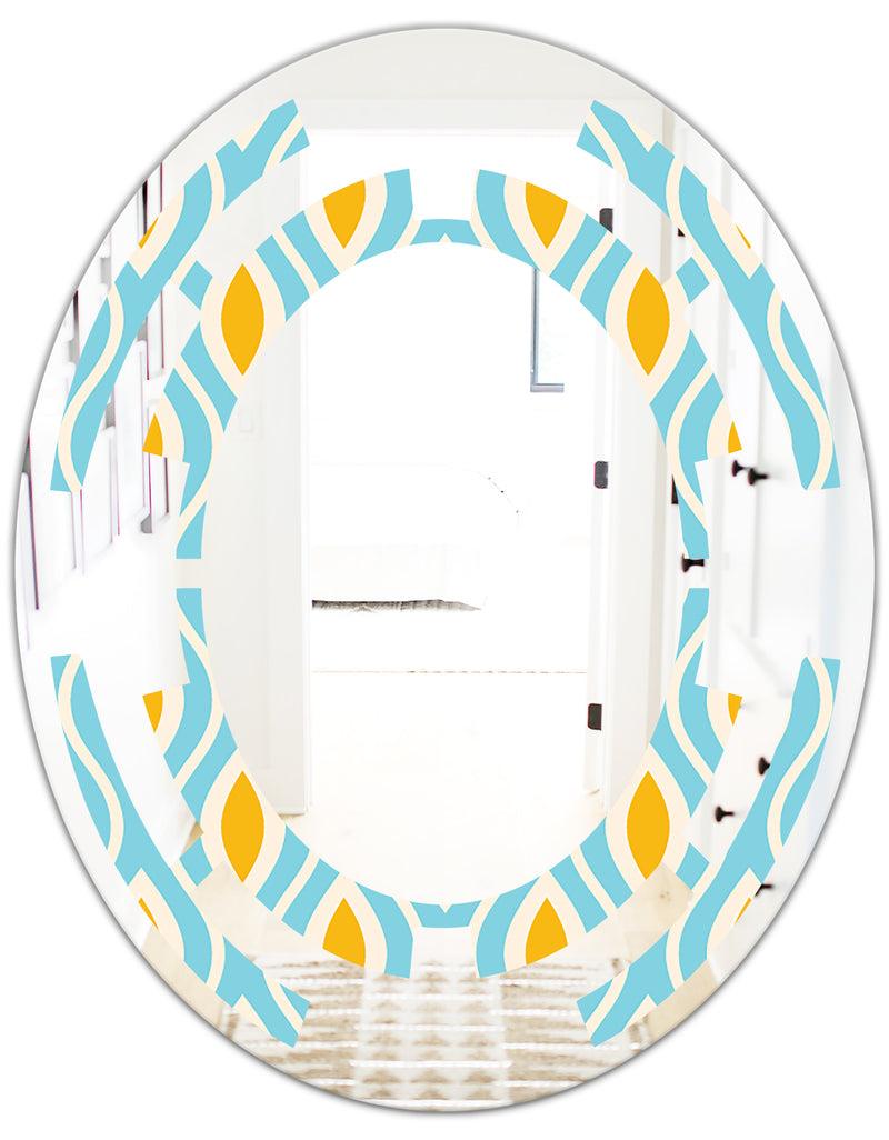 Designq Retro Pattern Abstract Design I - Modern Round Or Oval Wall Mirror - Space