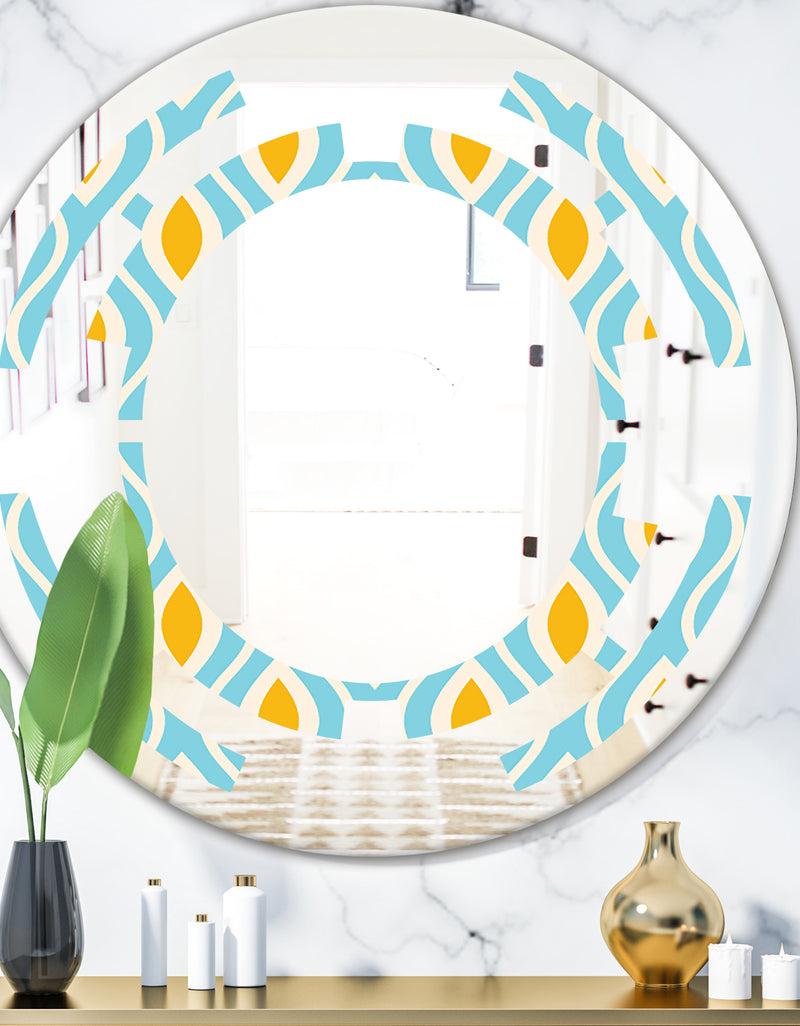 designq Retro Pattern Abstract Design I - Modern Round or Oval Wall Mirror - Space