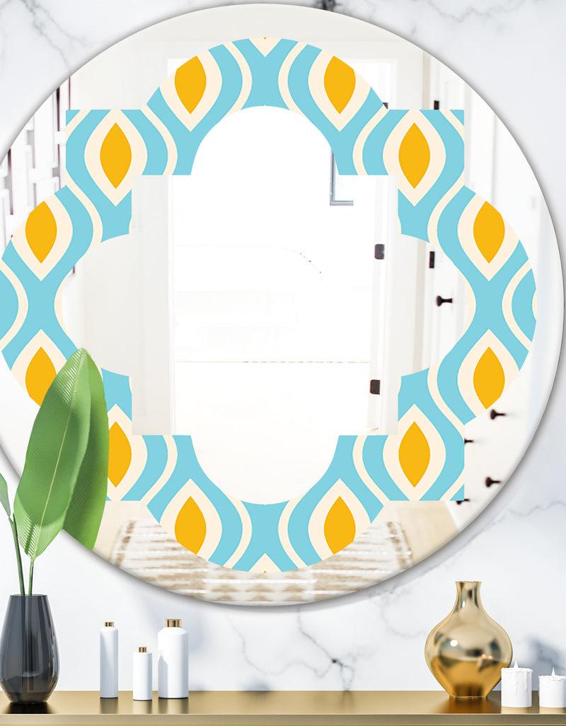 designq Retro Pattern Abstract Design I - Modern Round or Oval Wall Mirror - Quatrefoil