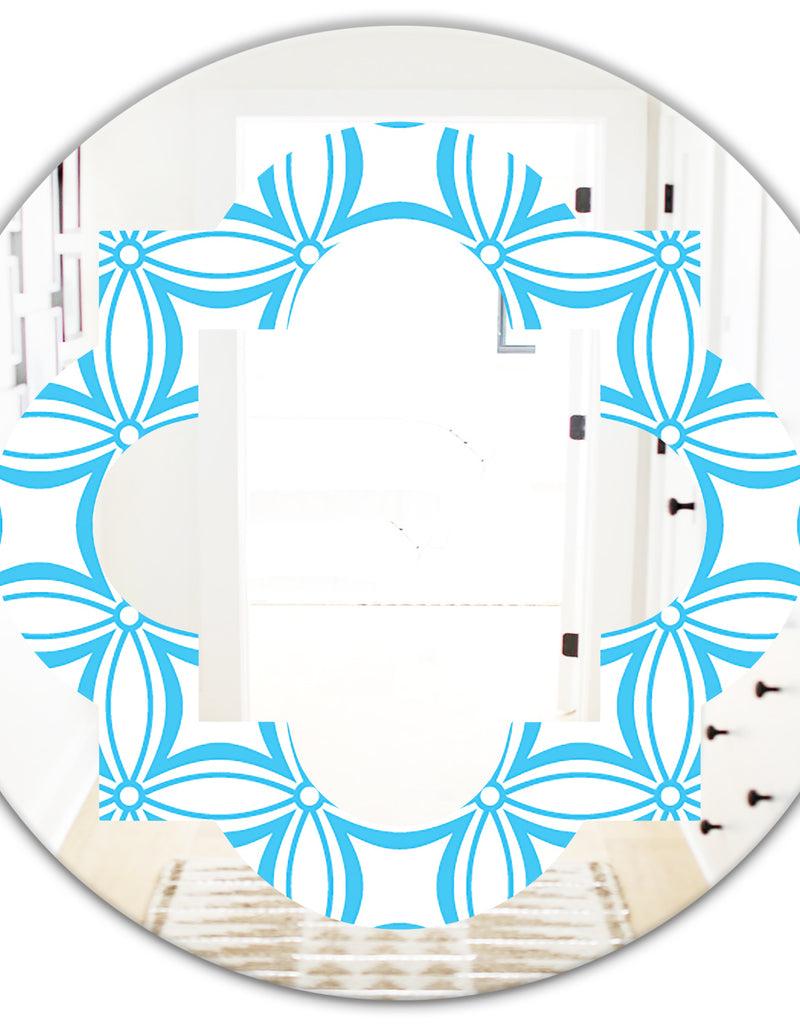 Designq Retro Pattern Abstract Design II - Modern Round Or Oval Wall Mirror - Quatrefoil