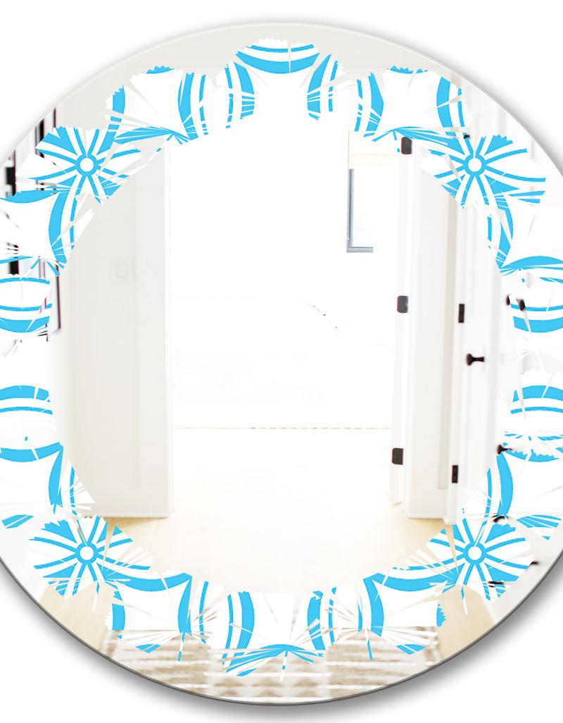 Designq Retro Pattern Abstract Design II - Modern Round Or Oval Wall Mirror - Leaves
