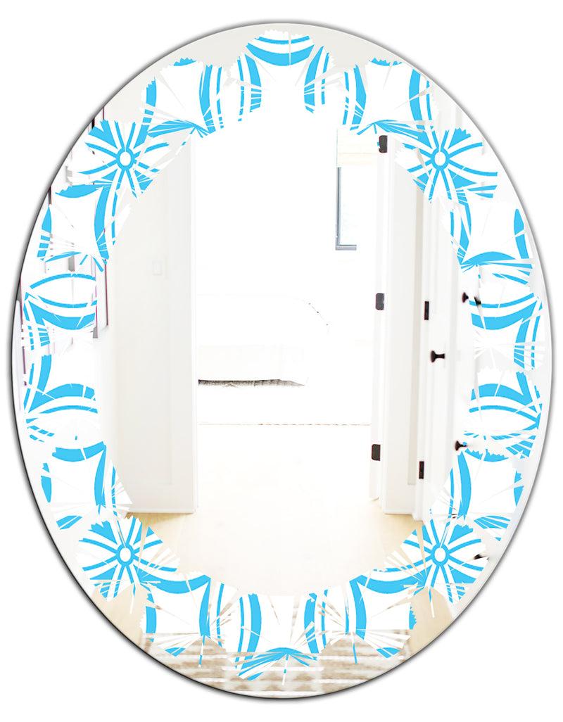 Designq Retro Pattern Abstract Design II - Modern Round Or Oval Wall Mirror - Leaves