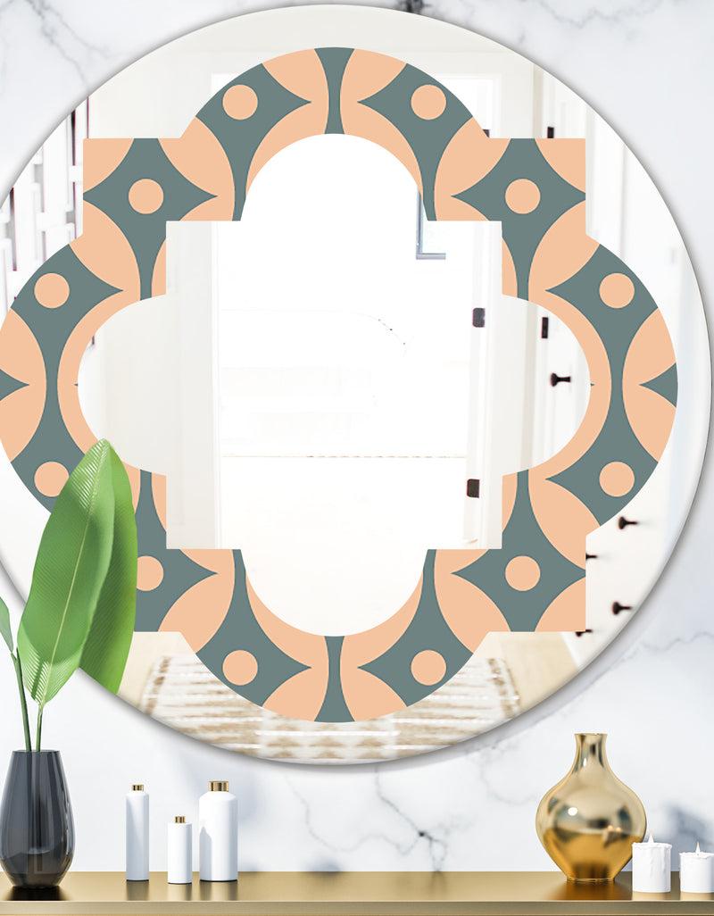 designq Retro Pattern Abstract Design IV - Modern Round or Oval Wall Mirror - Quatrefoil
