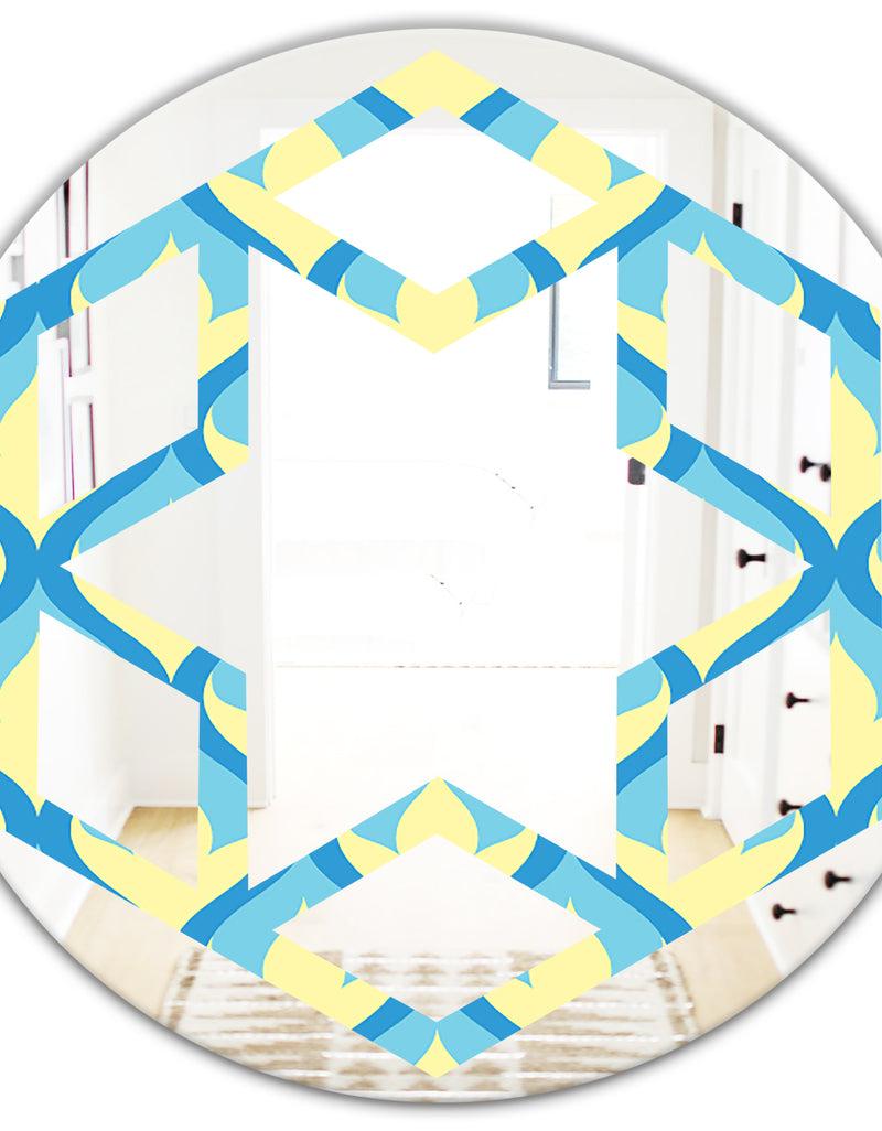 Designq Retro Pattern Abstract Design IX - Modern Round Or Oval Wall Mirror - Hexagon Star