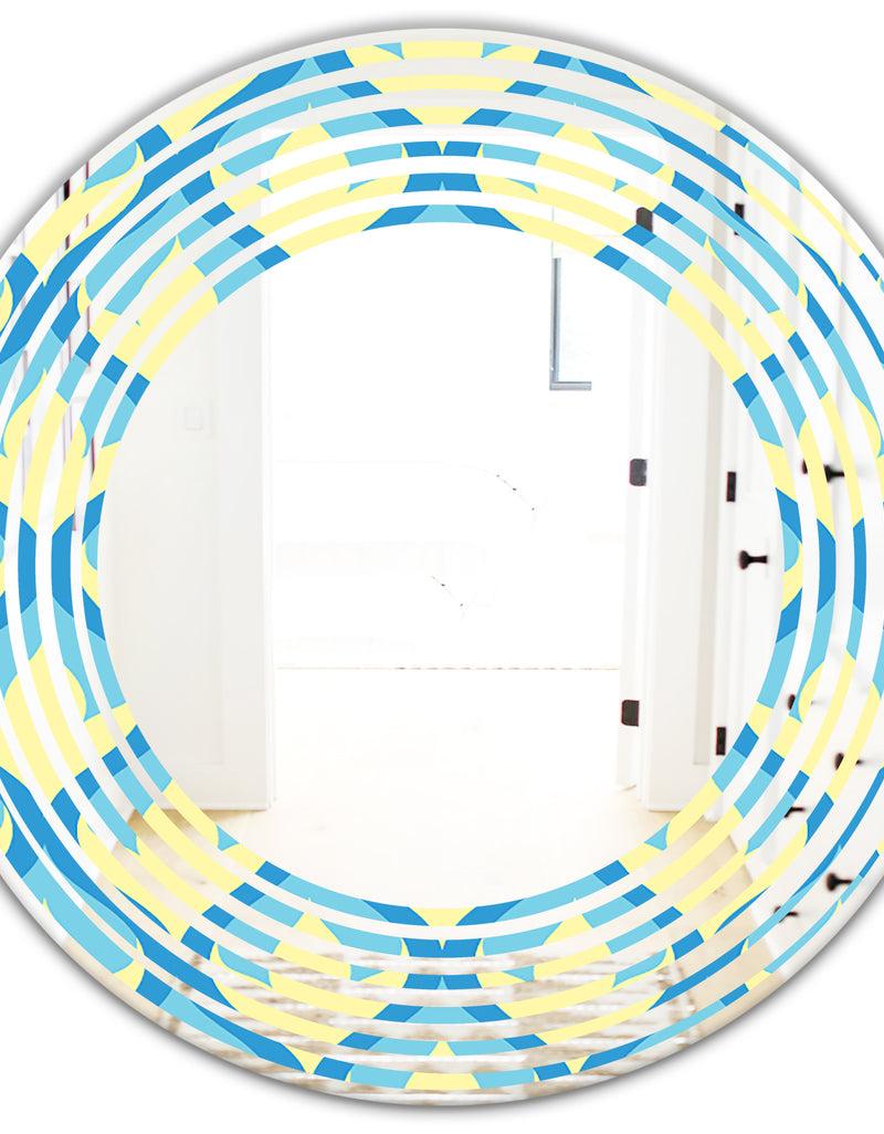 Designq Retro Pattern Abstract Design IX - Modern Round Or Oval Wall Mirror - Wave