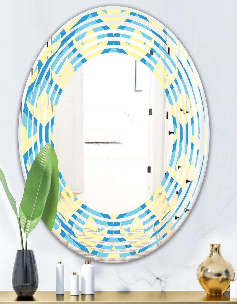 Designq Retro Pattern Abstract Design IX - Modern Round Or Oval Wall Mirror - Wave
