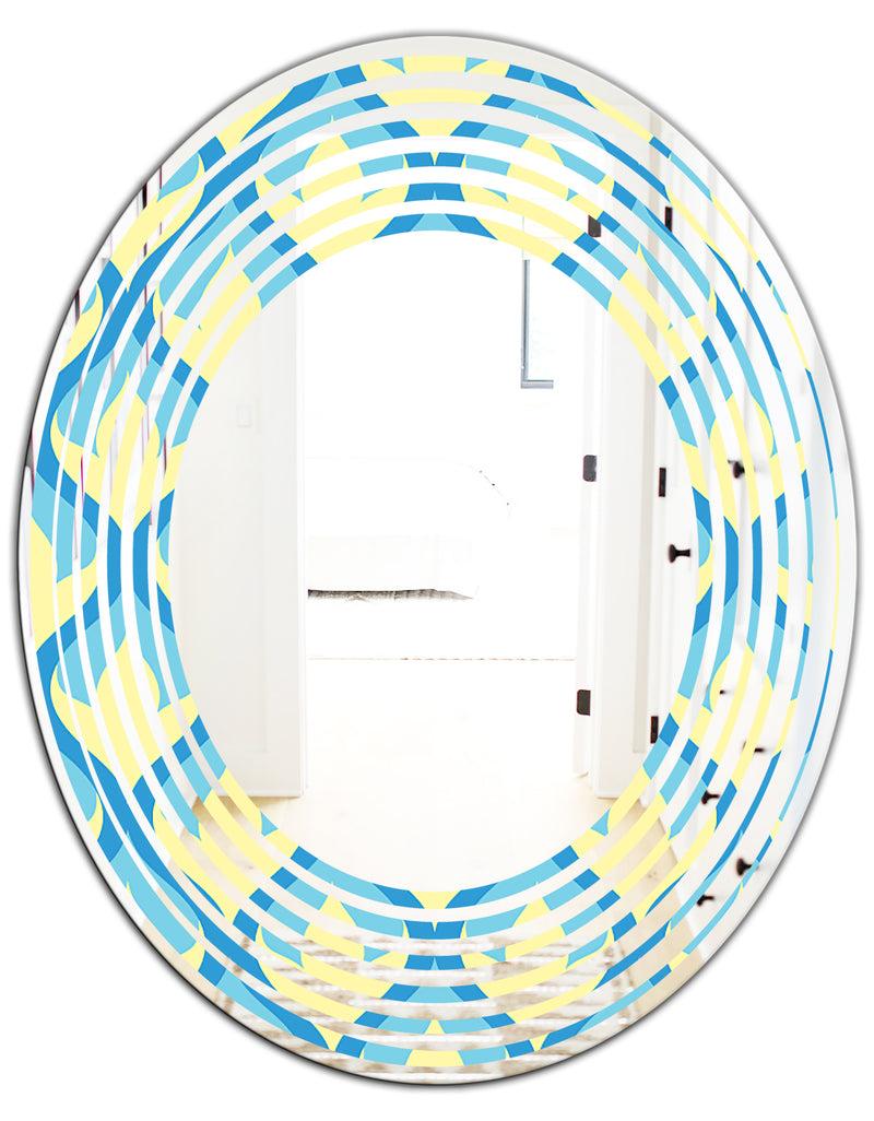 Designq Retro Pattern Abstract Design IX - Modern Round Or Oval Wall Mirror - Wave