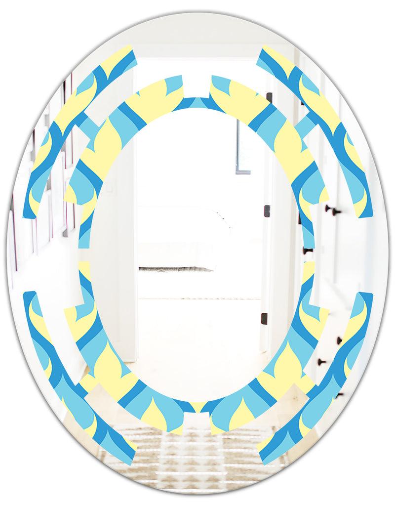 Designq Retro Pattern Abstract Design IX - Modern Round Or Oval Wall Mirror - Space