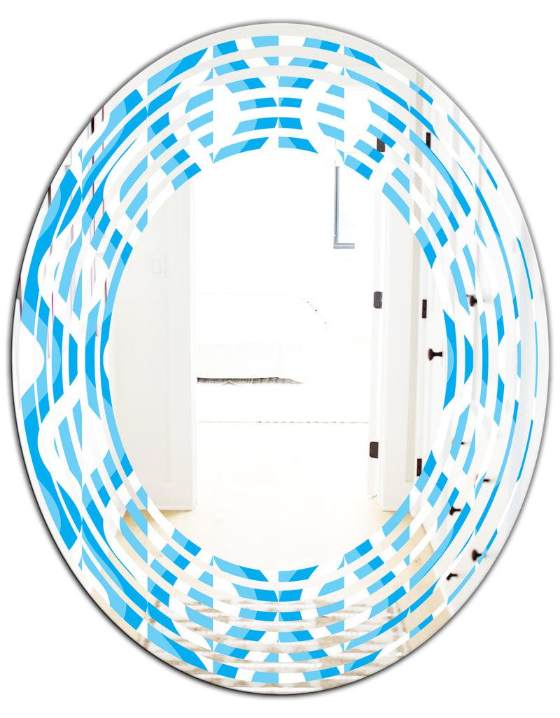 Designq Retro Pattern Abstract Design VI - Modern Round Or Oval Wall Mirror - Wave