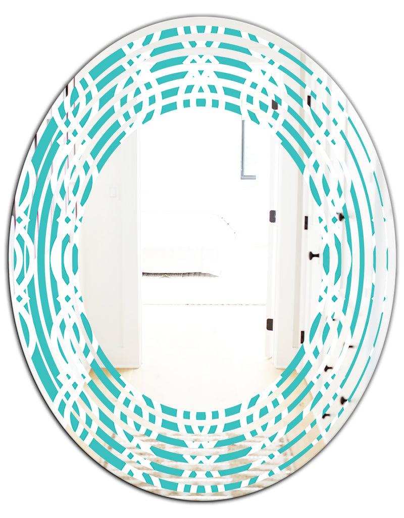 Designq Retro Pattern Abstract Design VII - Modern Round Or Oval Wall Mirror - Wave