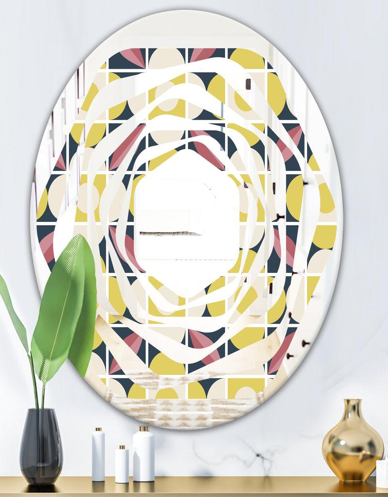 Designq Retro Pattern In Mosaic Style - Modern Round Or Oval Wall Mirror - Whirl