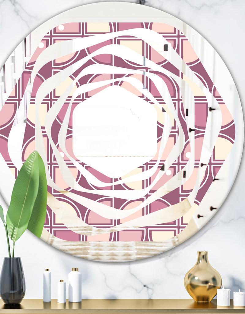 designq Retro Purple Pink Desing - Modern Round or Oval Wall Mirror - Whirl