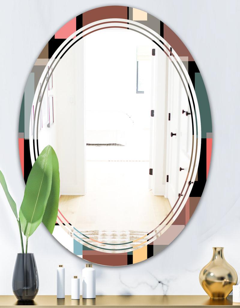 Designq Retro Square Design II - Modern Round Or Oval Wall Mirror - Triple C