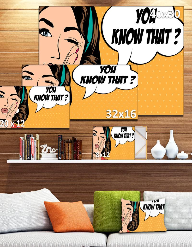 Designq Retro Woman In Comic Style - Portrait Digital Art Canvas Print