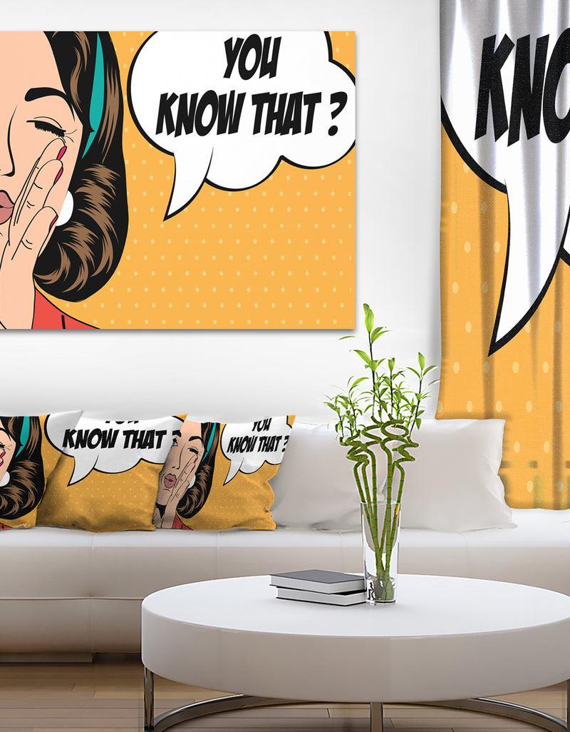 designq Retro Woman in Comic Style - Portrait Digital Art Canvas Print