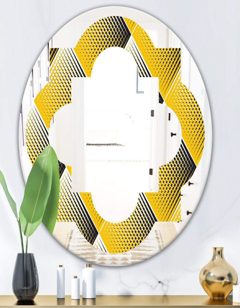 Designq Rhombus Retro Geometric - Modern Round Or Oval Wall Mirror - Quatrefoil