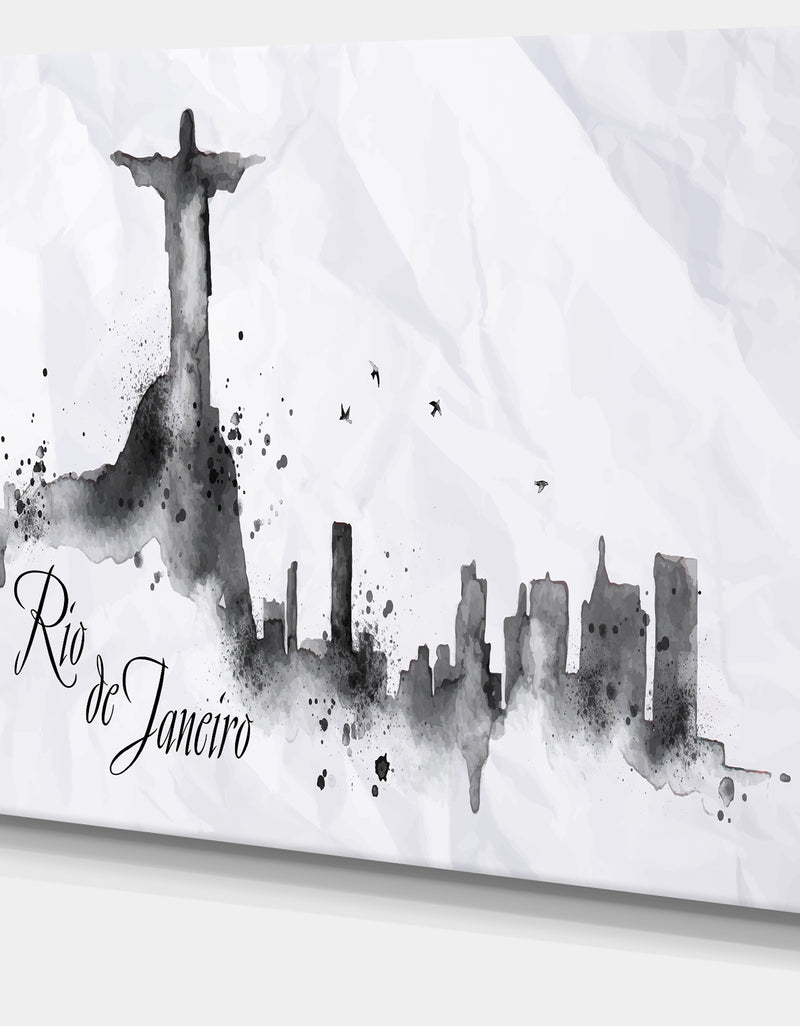 Designq Rio De Janeiro Silhouette - Cityscape Painting Canvas Print