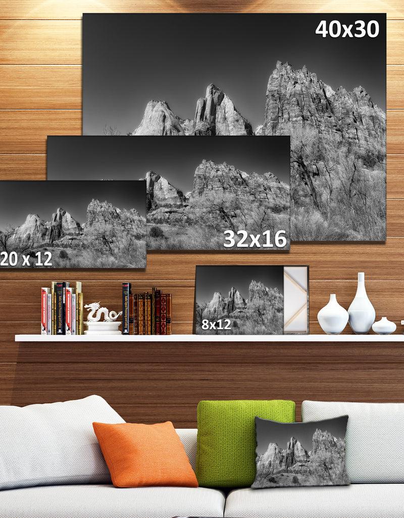 Designq Rising Red Rocks Black And White - Landscape Art Canvas Print