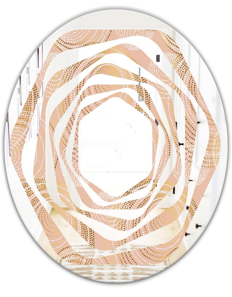 Designq Rose Gold Abstract Geometry Luxury - Modern Round Or Oval Wall Mirror - Whirl
