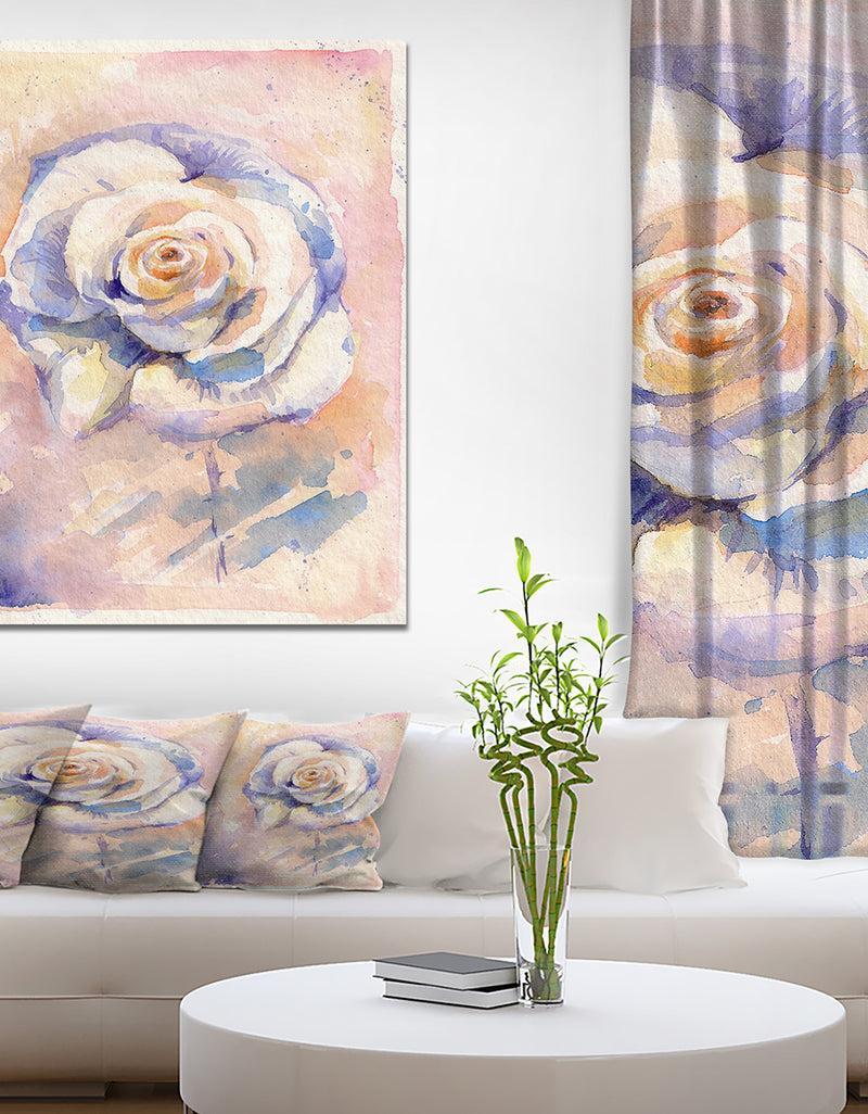 designq Rose Watercolor Painting artwork - Floral Painting Print on Wrapped Canvas