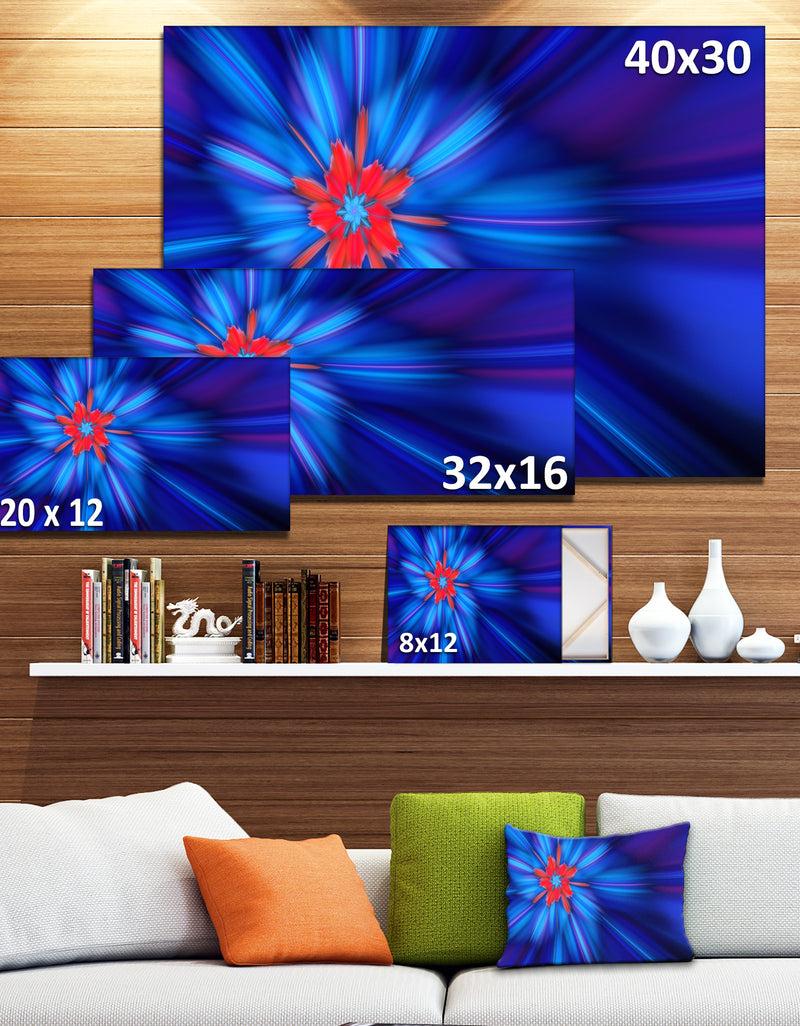 Designq Rotating Fractal Blue Fireworks - Extra Large Floral Wall Art On Canvas
