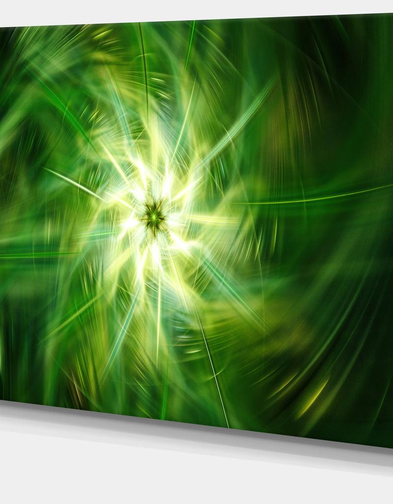 Designq Rotating Fractal Green Fireworks - Extra Large Floral Wall Art On Canvas