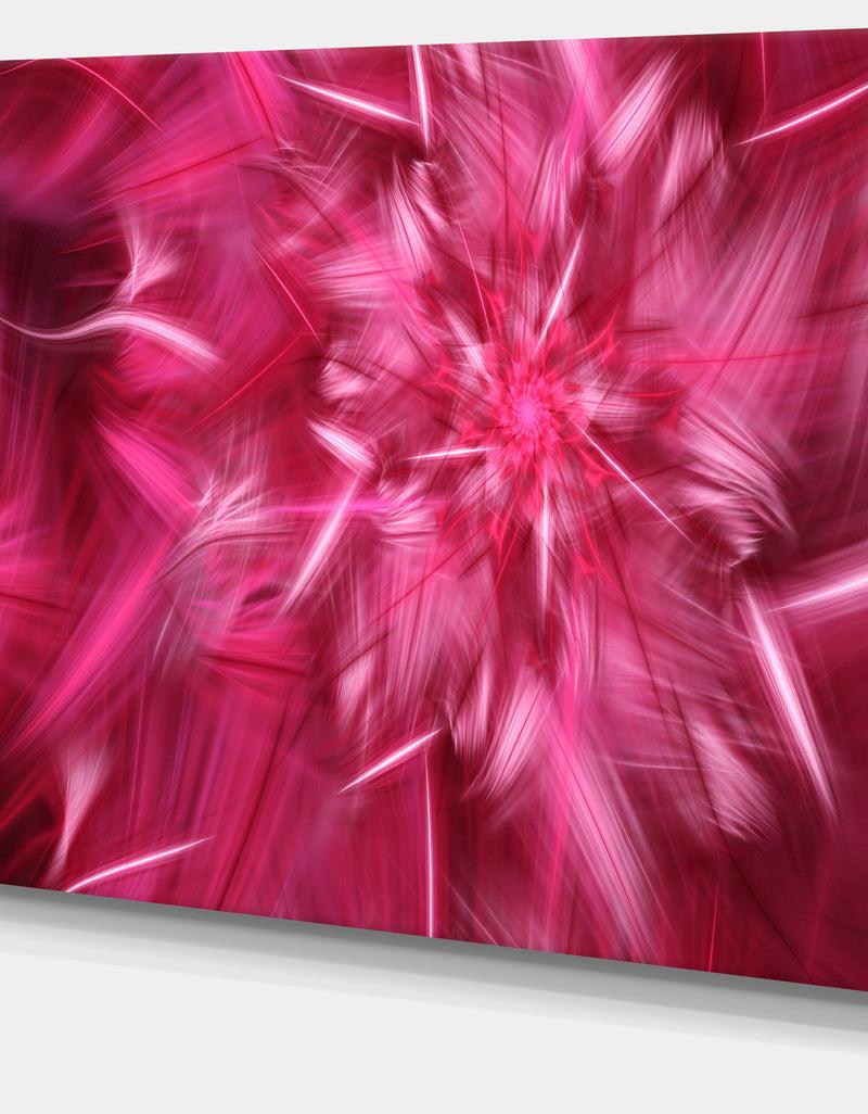 Designq Rotating Fractal Pink Fireworks - Extra Large Floral Wall Art On Canvas