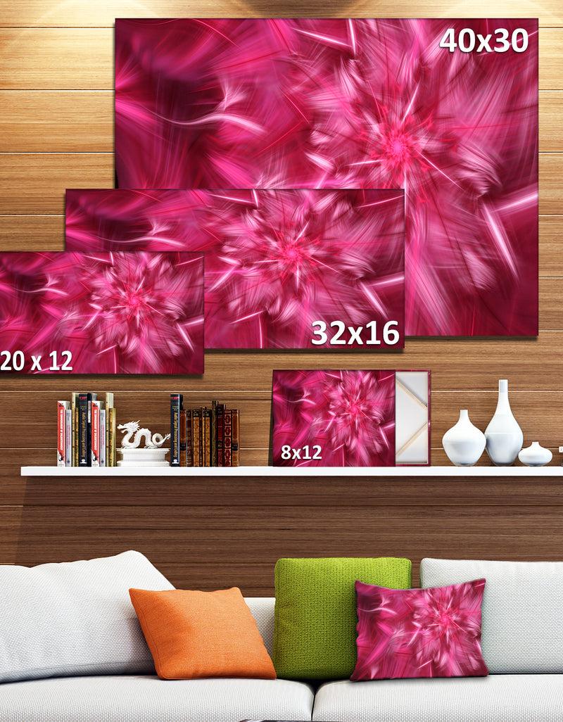 Designq Rotating Fractal Pink Fireworks - Extra Large Floral Wall Art On Canvas