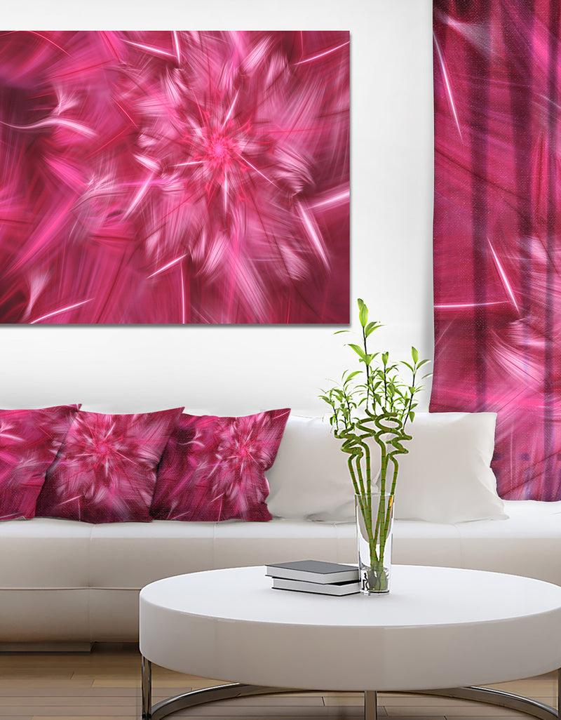 designq Rotating Fractal Pink Fireworks - Extra Large Floral Wall Art on Canvas