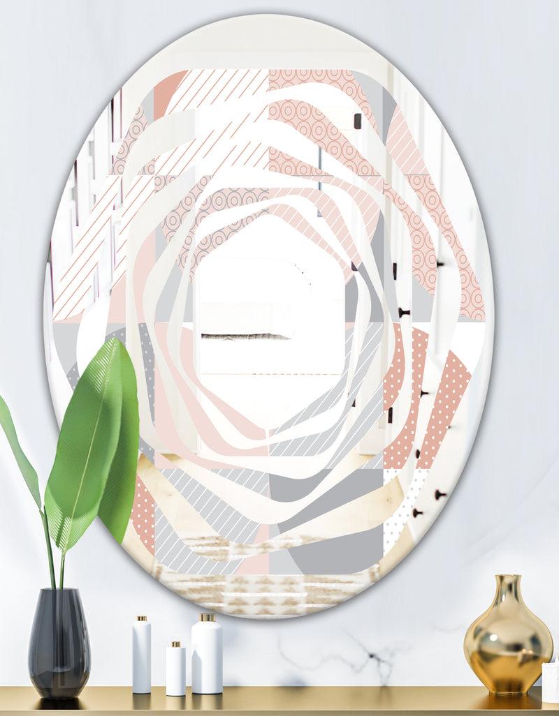 Designq Round Geometric Textured Pattern - Modern Round Or Oval Wall Mirror - Whirl