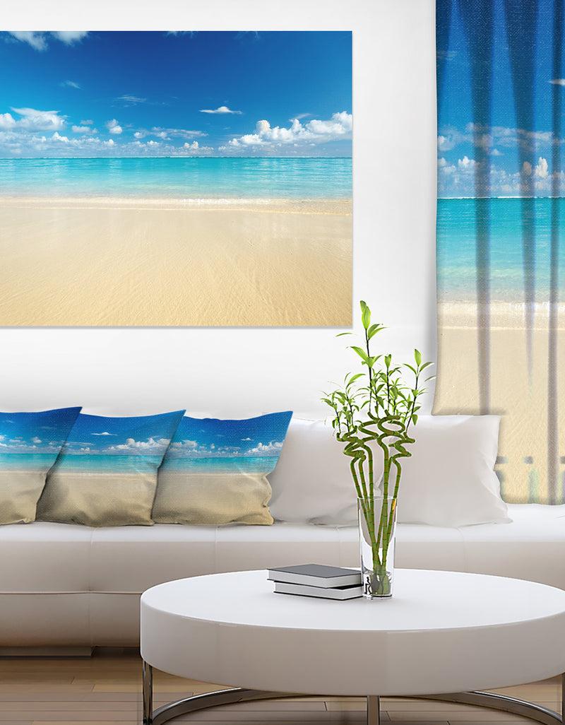 designq Sand of Beach in Calm Caribbean Shore - Modern Seascape Canvas Artwork