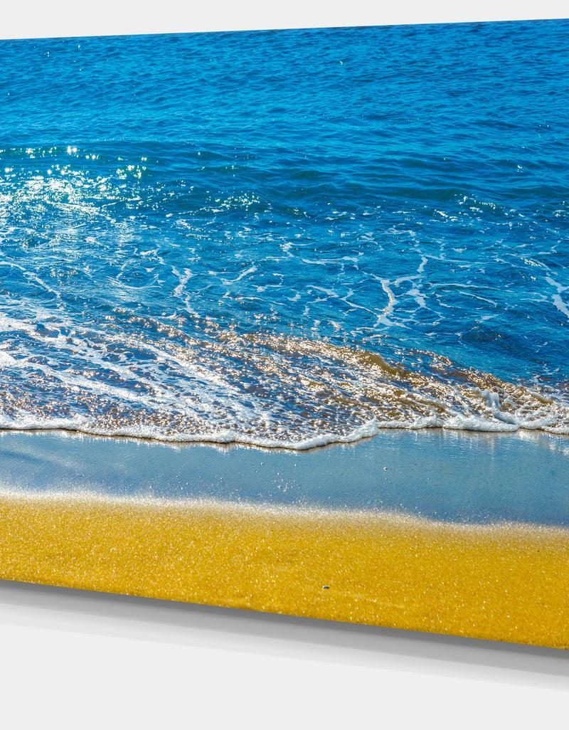 Designq Sandy Beach And Calm Blue Sea Surf - Contemporary Seascape Art Canvas