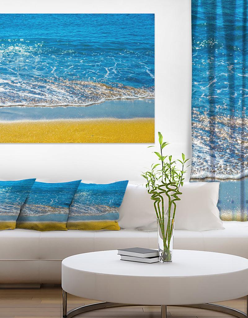 designq Sandy Beach and Calm Blue Sea Surf - Contemporary Seascape Art Canvas