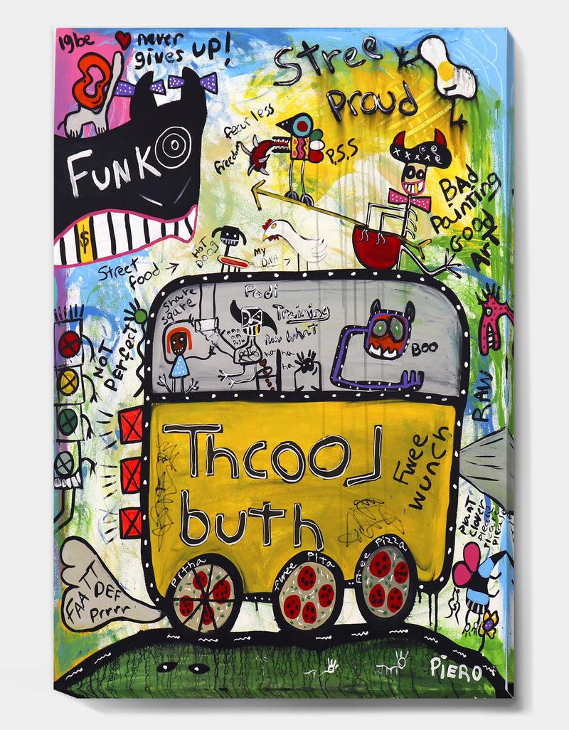 Designq School Bus - Modern & Contemporary Gallery-wrapped Canvas