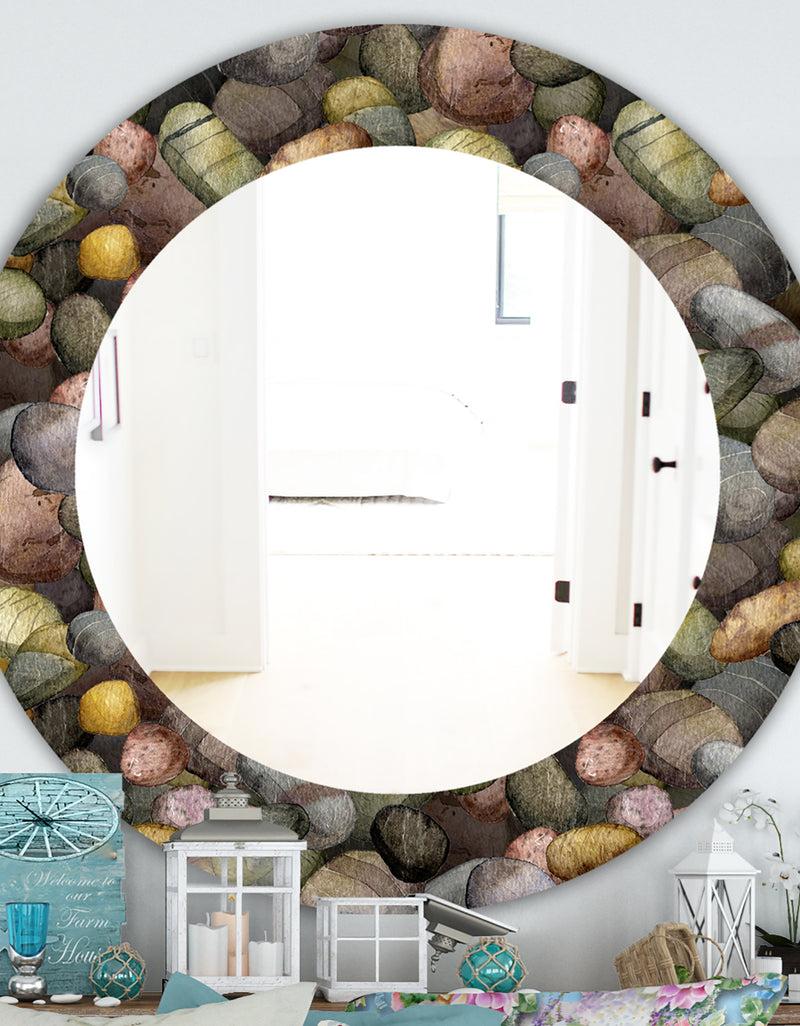 designq Sea and Shore Stones - Traditional Mirror - Oval or Round Wall Mirror
