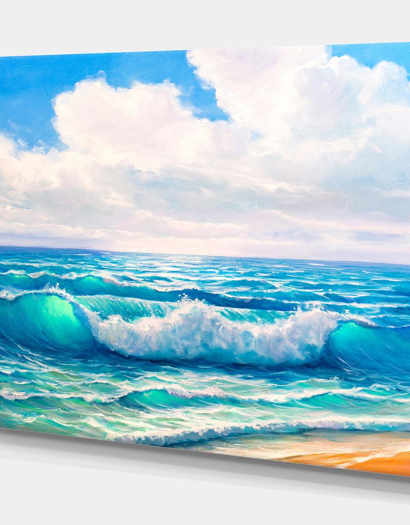 Designq Sea And The Sky - Sea & Shore Painting Print On Wrapped Canvas