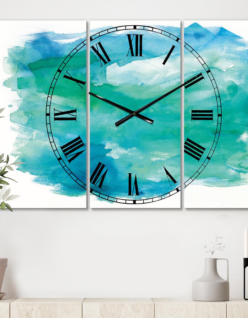 designq Sea Glass - Cottage 3 Panels Large Wall CLock