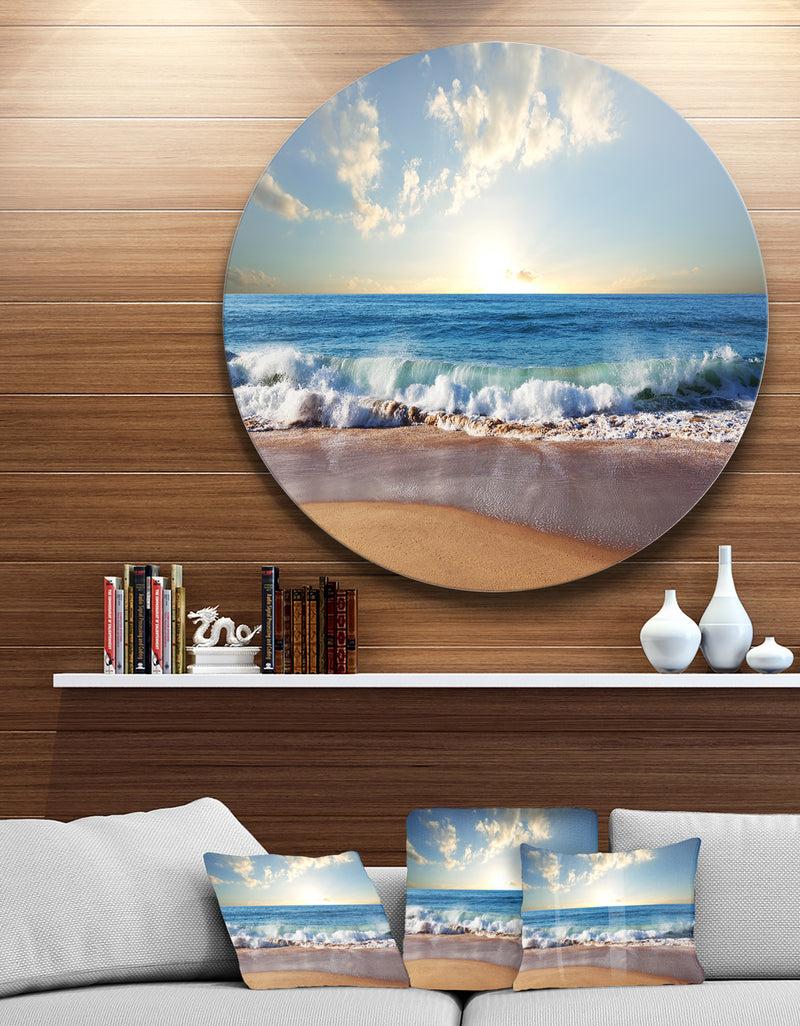 designq Sea Sunset - Seascape Photography Round Metal Wall Art