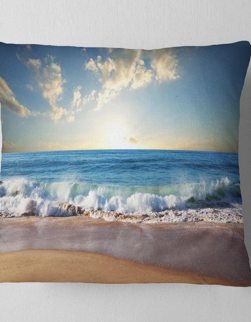 Designq Sea Sunset - Seascape Photography Throw Pillow