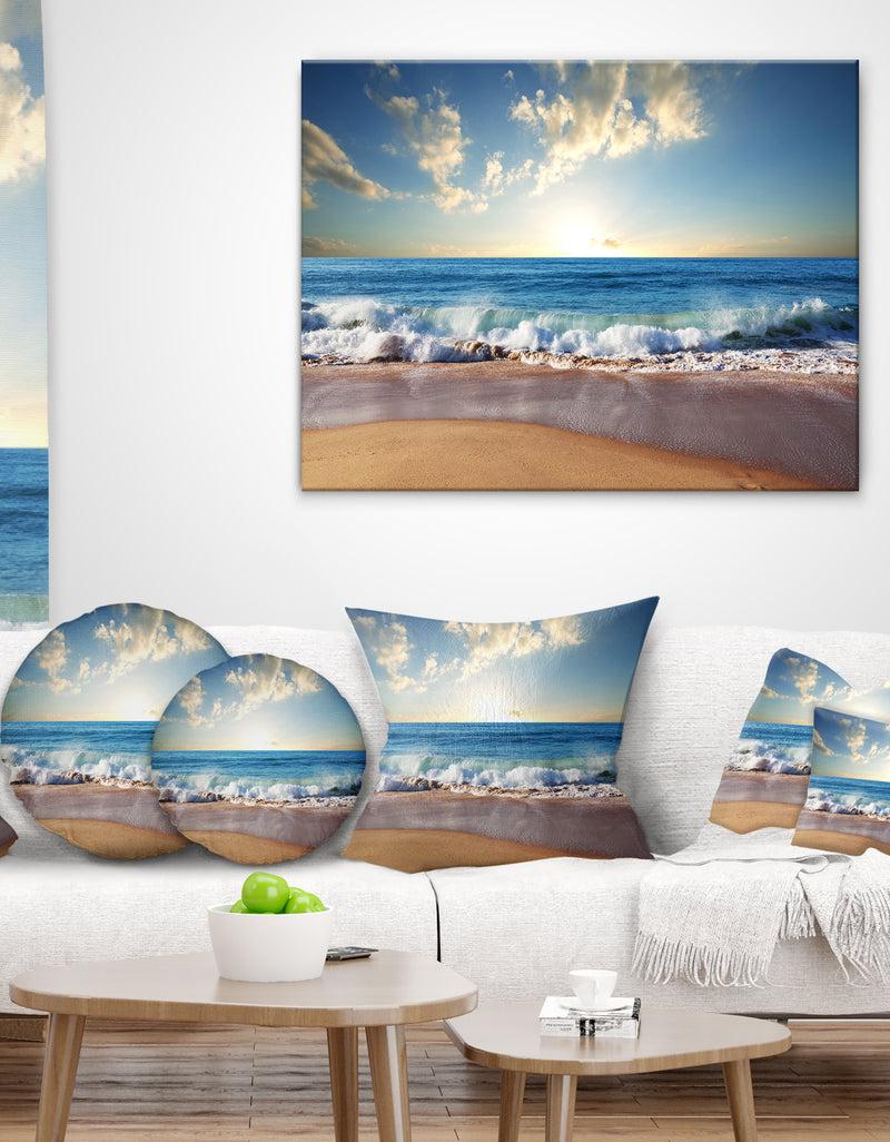 designq Sea Sunset - Seascape Photography Throw Pillow